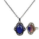 Zinc Alloy Oval Pendant Ring, Color Change Mood Necklace Choker Emotion Jewelry