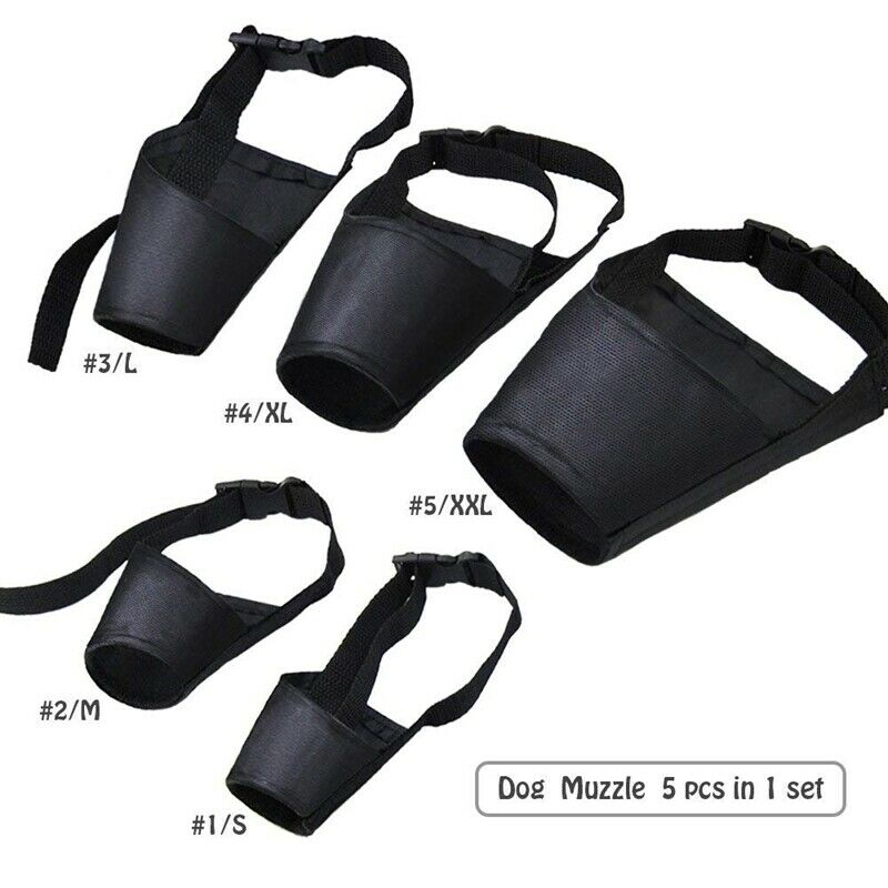 Dog Muzzles Suit,5PCS Adjustable Dog Mouth Cover Anti-biting Barking Muzzle