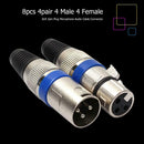 8pcs 4 Male 4 Female XLR 3Pin Plug Microphone Audio Cable Connector Adapter