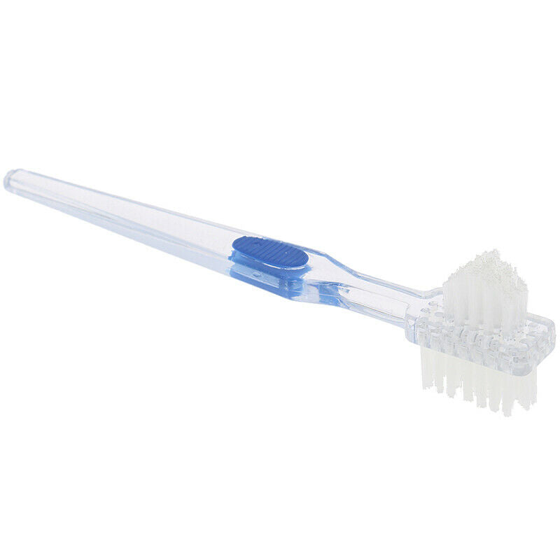 Double Side Denture Brush Ultra Soft Bristle Head False Teeth Toothbrush Oral Nw