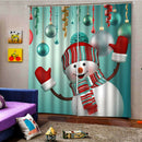 Lovely Xmas Snowman Waterproof Living Room Bedroom Window Drapes 2 Panel Set