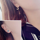 Deep Blue Five Point Star Moon Planet Stud Earrings Drop Dangle Trendy Funny A&B