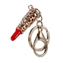 Fashion Cute Alloy Crystal Lipstick Keychain Red D3I5
