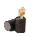 Elegant Leather Makeup Brush Holder Cosmetic Pens Storage Organizer (Black) A