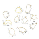30PCS Open Bezel Frame Pendants Charm Geometric Hollow Trays Assorted Shape