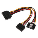 SATA Power Cable SATA 15 Pin Male to 2x Female Splitter Cables