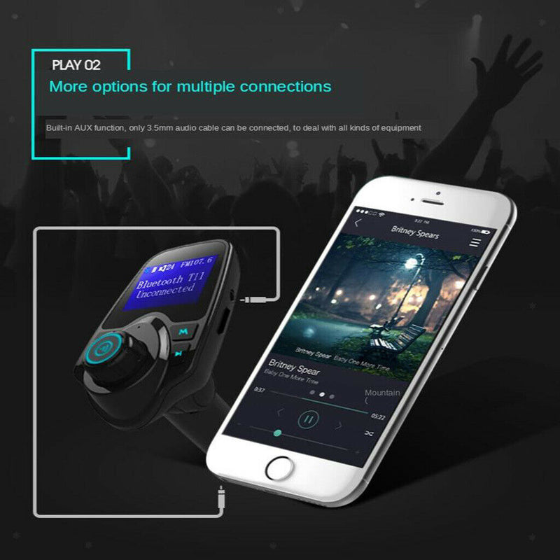 1.44" LCD  Car FM Transmitter Voltmeter AUX Dual USB Charger Kit