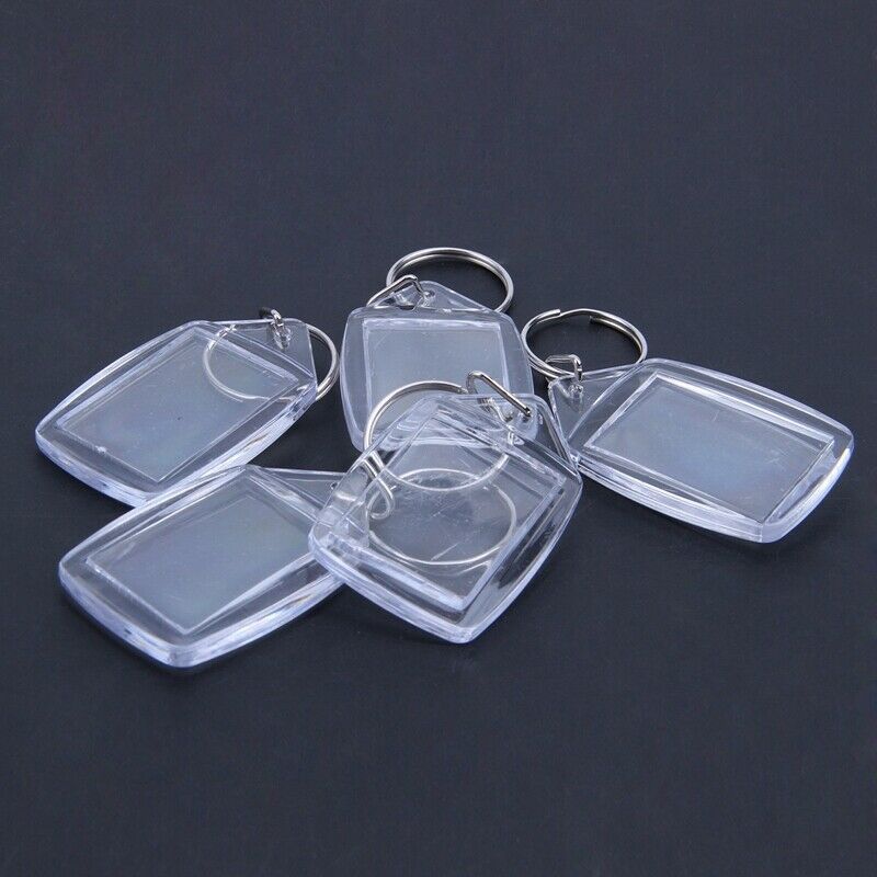 5x Clear Acrylic Blank Keyrings Insert Passport Photo Keychain Keyfob G2H8