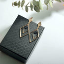 Fashion Geometric Dangle Ear Stud Women Hollowed Rhombus Earrings Jewelry
