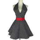 Women Cotton Dot Fashion Sexy Maid Fancy Dress Costume Apron Outfit Home Hotel