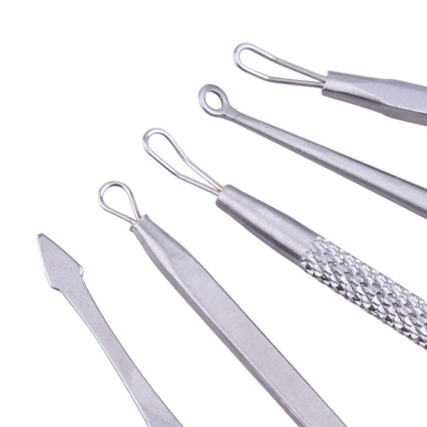 5pcs Blackhead Acne Comedone Pimple Blemish Remover Extractor Needles Clean Kit