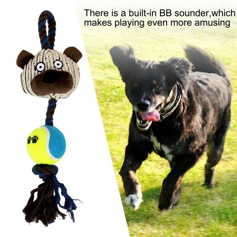 Cotton Ropes Tennis Ball Plush Dog Toys Pet Playing Bear Interactive Chew S U4J2