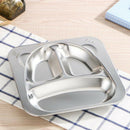 Stainless Steel Lunch Container Serving Dish Tray Snack Plate Kids 3 Cell