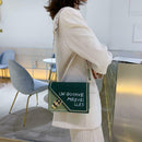 Fashion Women Shoulder Bag Letters PU Leather Flap Messenger Bags (Green) A