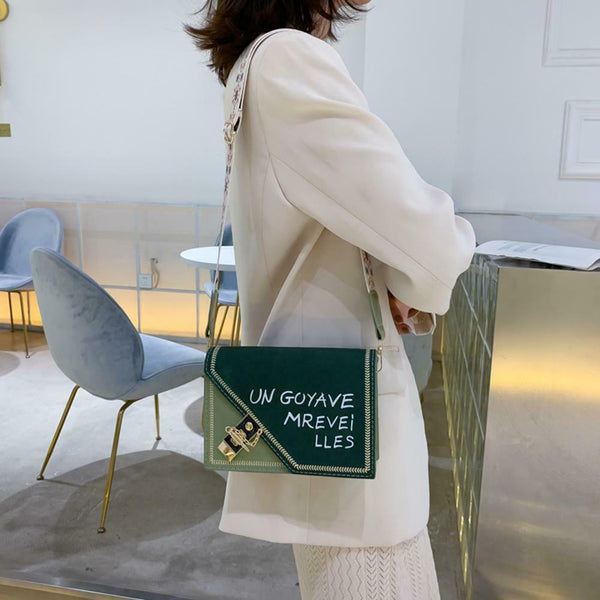 Fashion Women Shoulder Bag Letters PU Leather Flap Messenger Bags (Green) A#S