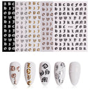 5 Color Adhesive Nail Transfer Stickers Letters Decals Stencils For Mirror Phone