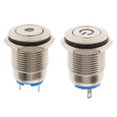 2 Pcs Colorfast 16mm 12V Waterproof LED Metal Indicator Blue Signal Light