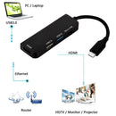 4 Port HD Converter Type-C to Micro USB USB 3.0 USB 2.0 HDMI HUB Adapter
