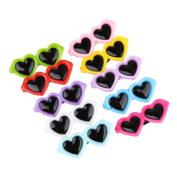10pcs/Set Pet Dog Bows Hair Clips Lovely Heart Sunglasses Hairpin Pet Dog #JT1