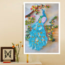 Handcraft Ribbon Embroidery Kit Peacock Design DIY Home Wall Decor 50 x 65cm