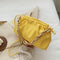 Women Pleated Shoulder Bag Chain Totes PU Cloud Messenger Handbag (Yellow)