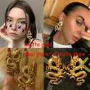 Elegant Women Exaggerated Dragon Carved Stud Earrings Drop Dangle Jewelry Gift
