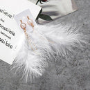 Fashion Sweet Feather Drop Earrings Pearls Tassel Rhinestone Chains Long Da F2H8