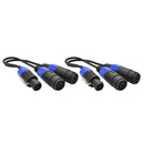 2Pieces 0. PA Splitter  Male To 2 Female Speakers Cable Cord Black