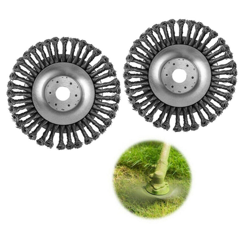 2Pcs 6'' Rotary Steel Wire Weed Brush Lawn Mower Garden Tool Trimmer Cutter