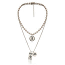 Multilayer Square Coin Pendant Necklace Punk Women Hip hop Long Chain Jewel%!