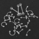 24Pcs Mixed Styles Acrylic Body Jewelry Piercing Eyebrow Navel Belly Nose Tongue