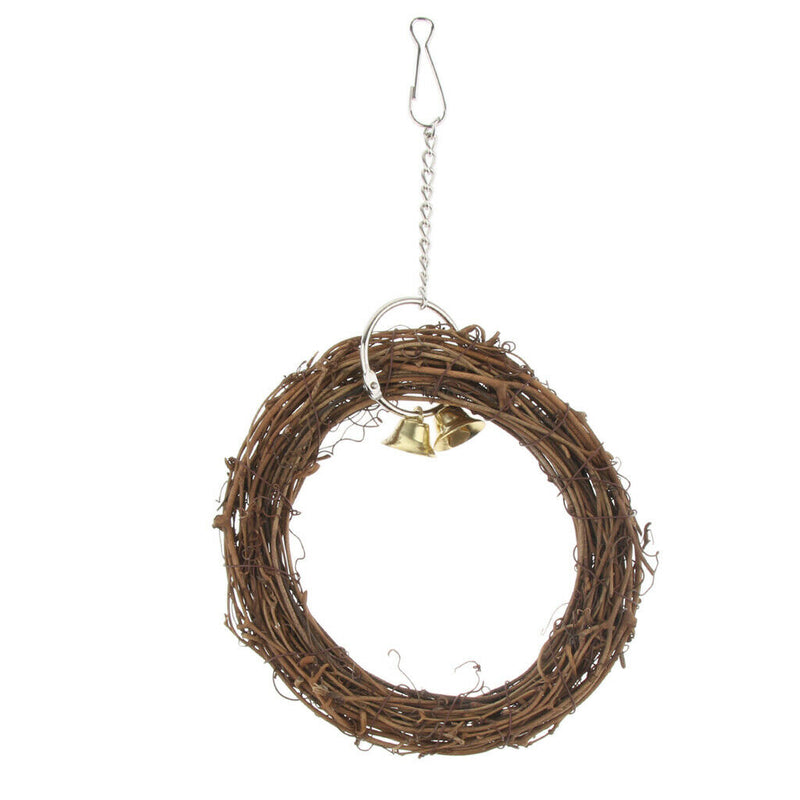 Bird Parrot Natural Rattan Swing Ring Hanging Pet Parakeet Budgie Cockatiel Cage