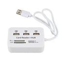 3 Ports USB 2.0 HUB Multi-card Reader for Sd/mmc/m2/ms Mp-all in One (White