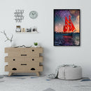 Red Sailboat 5D DIY Full Round Drill Diamond Painting Mosaic Handmade Craft