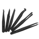 6PC Precision Tweezer Set Plastic Anti Static Tool Kit Size 1/2/3/5/6/8 Black^^