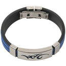 5X(Stainless Steel Flames Black Blue Silicone Bangle Cuff Bracelet Wristba Q9L2)