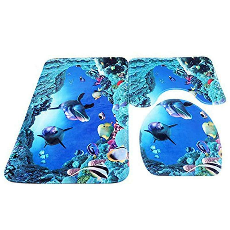 Bath Rug Set, 3-Piece Mat Antislip Bath Rug + Floor Rug + Toilet Cover, Und K9I1