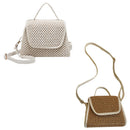 New Summer Small Square Bag Straw Small Bag Shoulder Slung Handbag Creamy-W