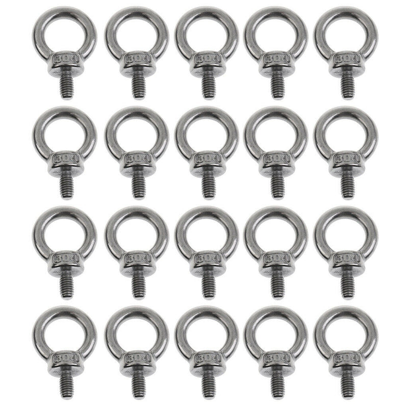20 Pcs M6 Stainless Steel Lifting Eye Bolt Marine Grade