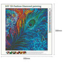 5D DIY Full Drill Diamond Painting Gorgeous Feather Cross Stitch Embroidery