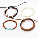 Unisex European Style Wooden Beads Woven Knitting Bracelet Wristband