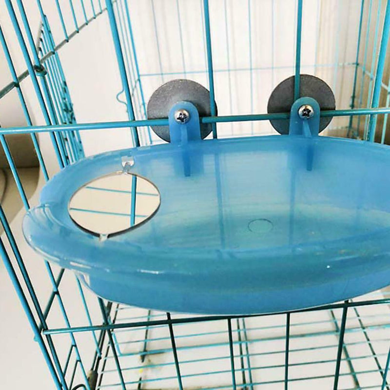 Plastic Bird Parrot Bathtub Toys Pet Bird Food Feeding Box (with Mirror)