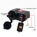 Waterproof 12v / 24v Motorcycle USB Charger Adapter Socket And Voltmeter D TTL