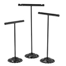 Earring T Shape Stand, 3 Pcs Black Metal Earring Display T Bar Earring Holder 02