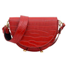 Fashion Women Crossbody Shoulder Bag Crocodile Leather Retro Handbag (Red) A