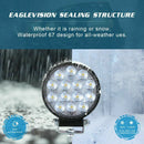 Round 42W 14 LED Work Light Car Light Bright Beam Off-Road Flood Waterproof  Ew