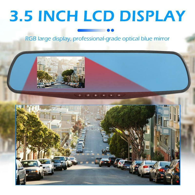 3.5in 1080p Car In-Dash DVR Cam Digital Video Recorder Rear View Mirror Camera