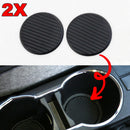 2Pcs Black Auto Car Water Cup Slot Carbon Fiber Look Non-Slip Mat Accessories