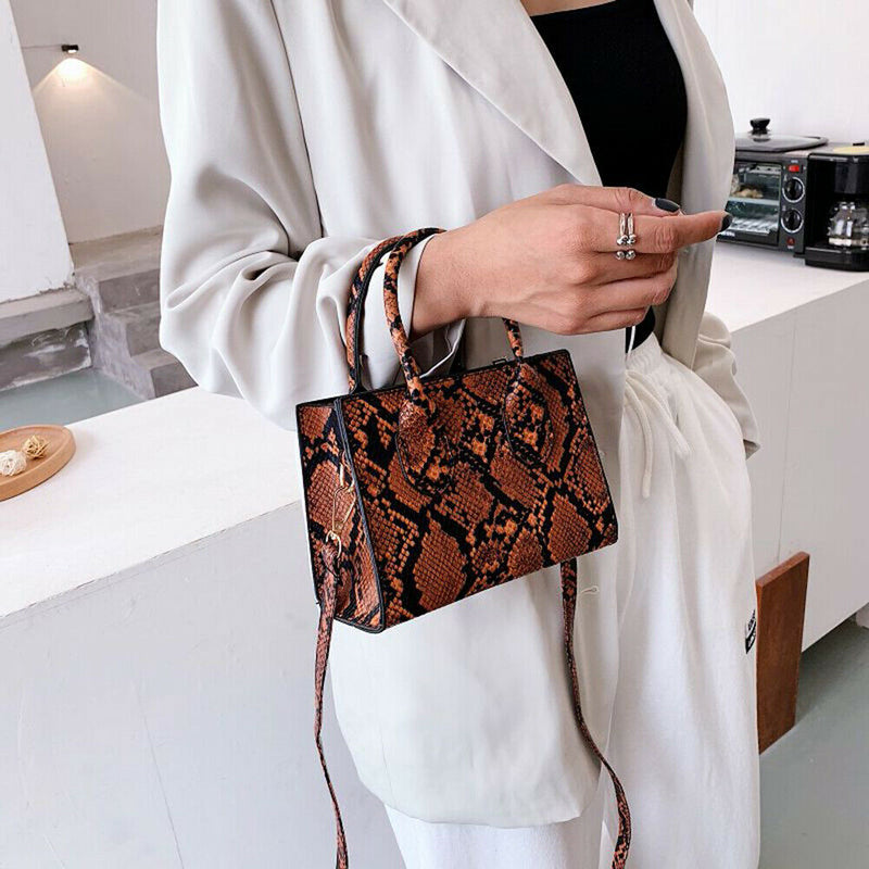 Women Handbag Animal Pattern PU Shoulder Portable Messenger Bag (Brown)