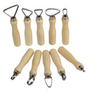 Metal + wood Thick Handle Flat Wire Cutter Clay Pottery Sculpting Tool Set